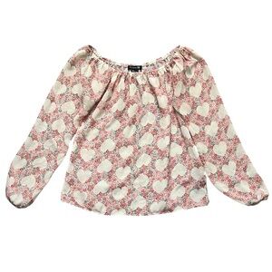 Forever 21 Sheer Floral Puff Long Sleeve Tunic Size S